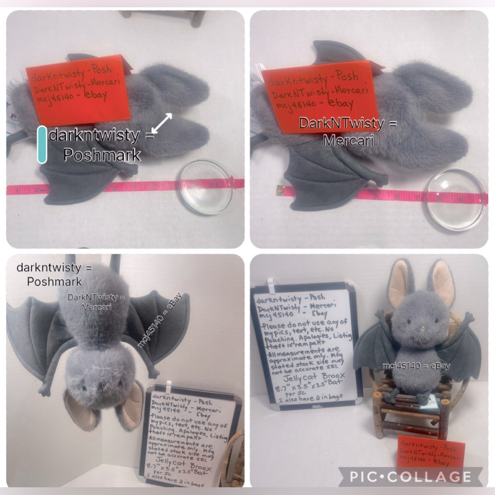 BNWT JELLYCAT BROOX BAT ADORABLE AUTH DIGITAL REC - Picture 4 of 9
